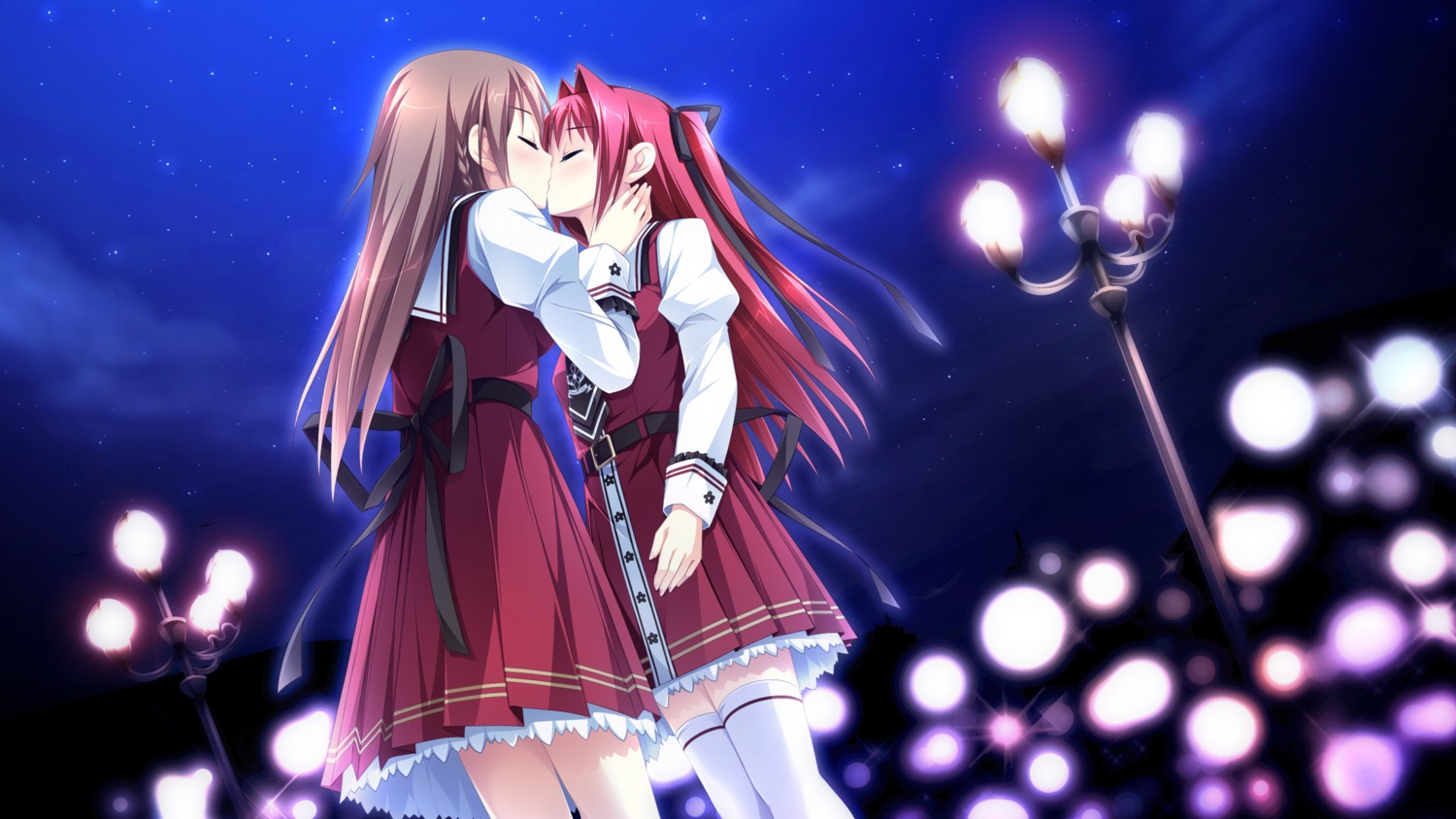 ensemble_(company), game_cg, kimishima_ao, miyama_mizuki, ootori_rena, otome_ga_tsumugu_koi_no_canvas, seifuku, thighhighs