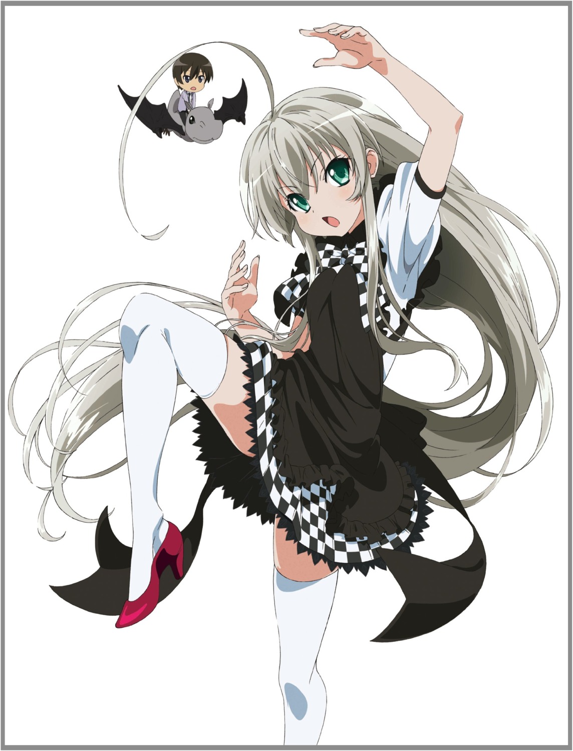 haiyore!_nyaruko-san, jpeg_artifacts, nyaruko, thighhighs, yasaka_mahiro