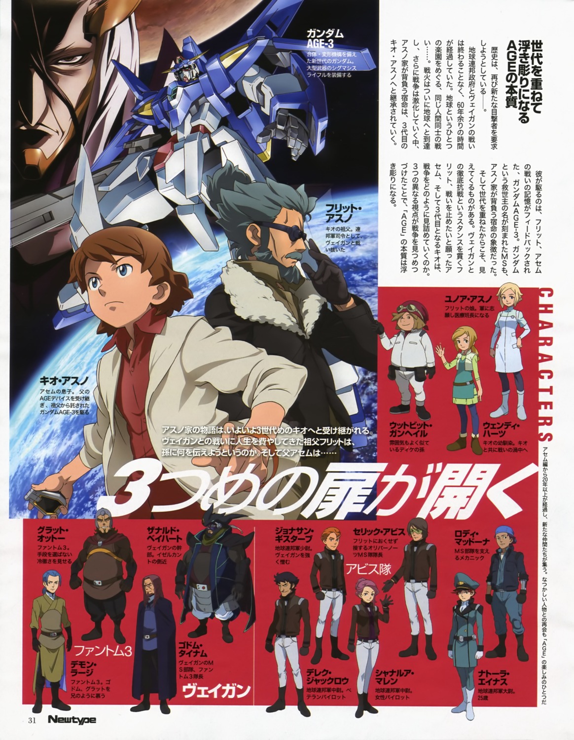 chiba_michinori, derek_jackrow, dress, fezarl_ezelcant, flit_asuno, glat_otto, godom_dynam, gundam, gundam_age, gundam_age-3, jonathan_gistab, kio_asuno, mecha, megane, natora_einus, pantyhose, rody_madorna, seric_abis, shanalua_mullen, uniform, unoa_asuno, wootbit_gunhale, zanald_beihart
