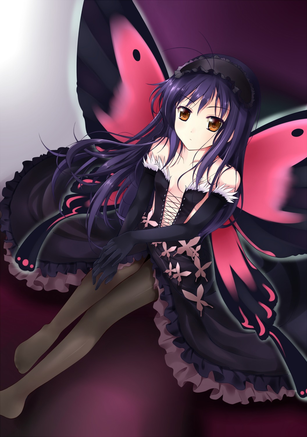 accel_world, dress, kuroba_sayuki, no_bra, pantyhose, qiuzhi_huiyi, wings