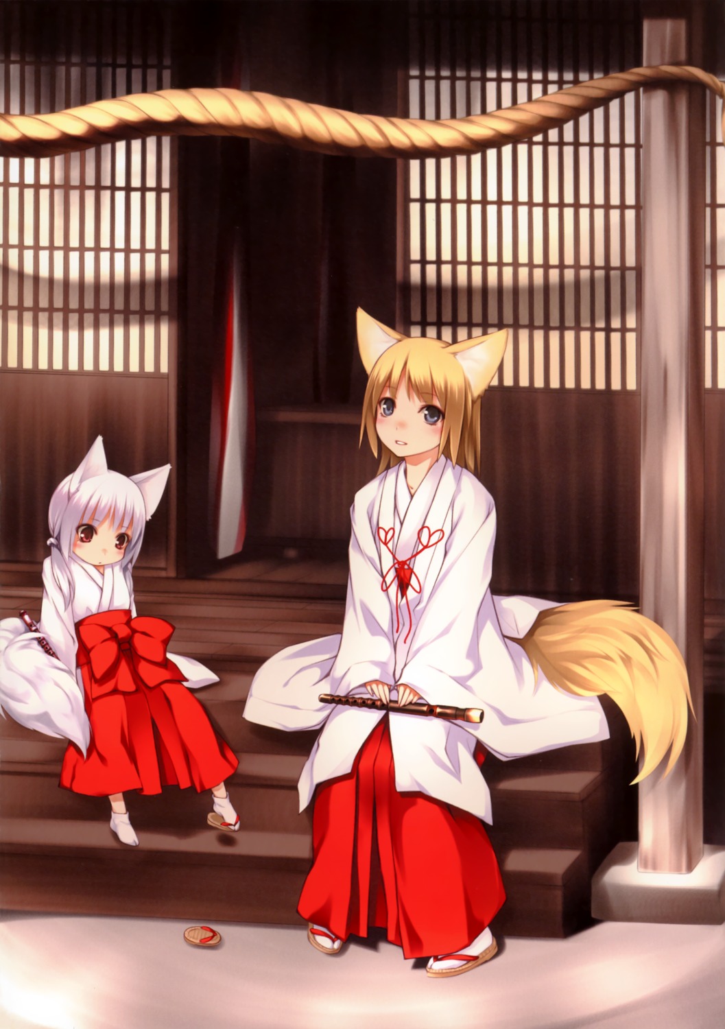 animal_ears, kitsune, miko, noantica, ooji, tail