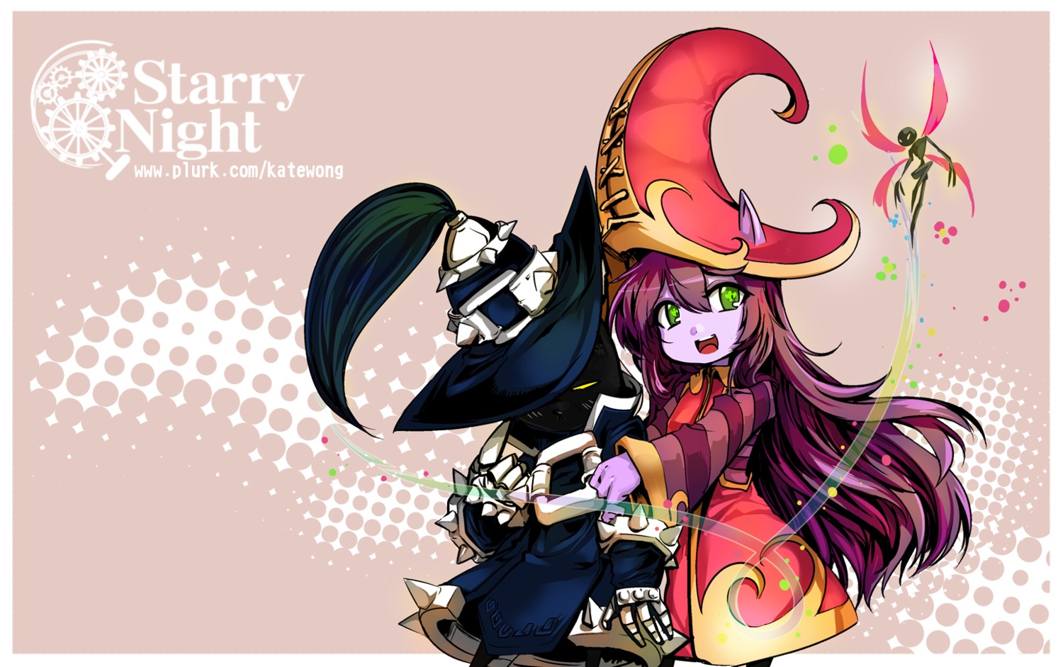 league_of_legends, lulu_(league_of_legends), starry-night, veigar_(league_of_legends)