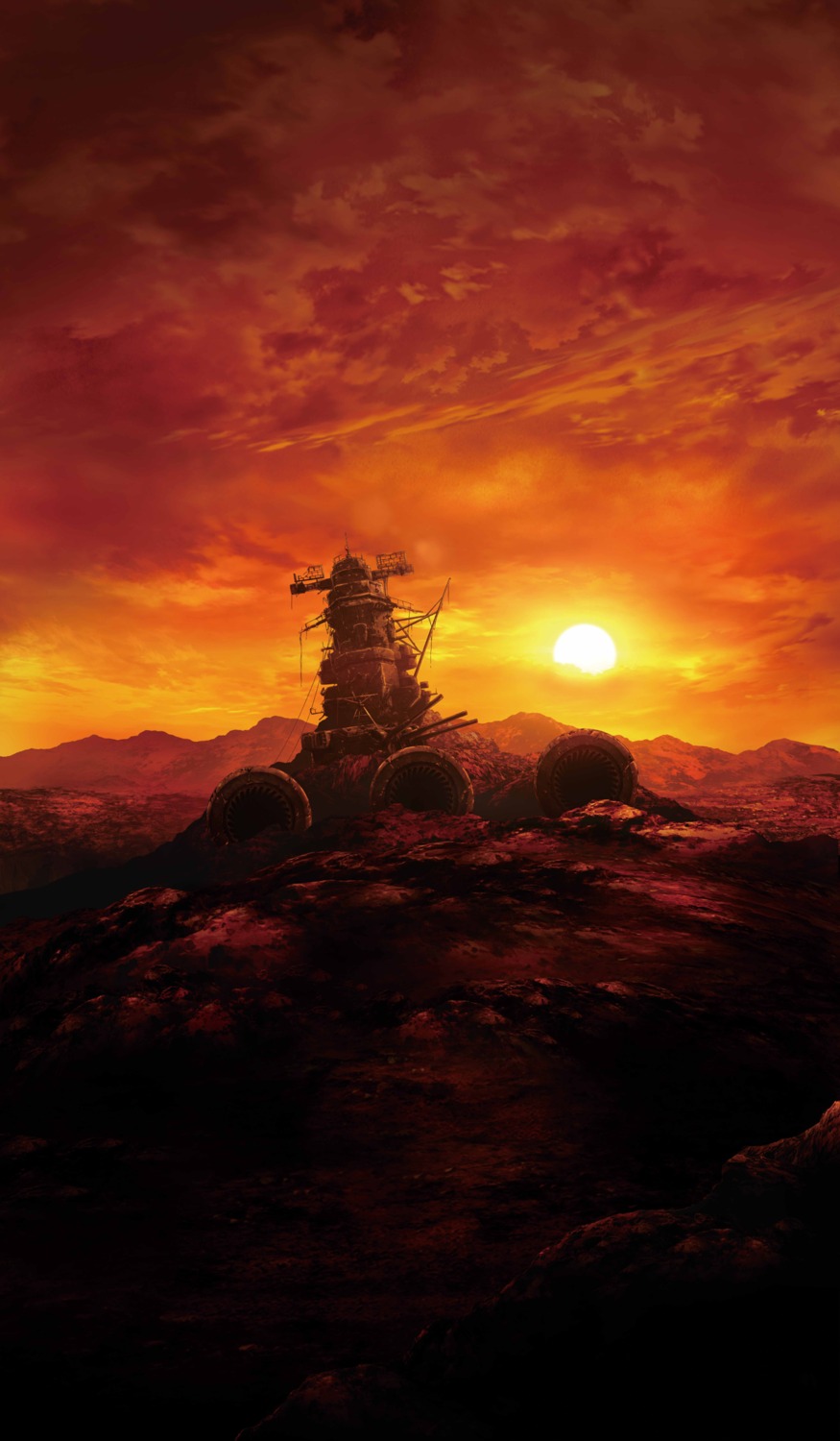battleship_yamato, landscape, mecha, uchuu_senkan_yamato, uchuu_senkan_yamato_2199
