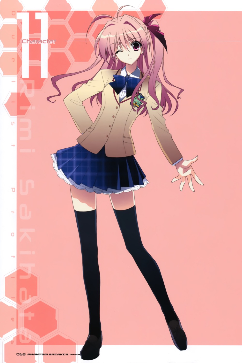 chaos;head, phantom_breaker, sakihata_rimi, seifuku, suzuhira_hiro, thighhighs