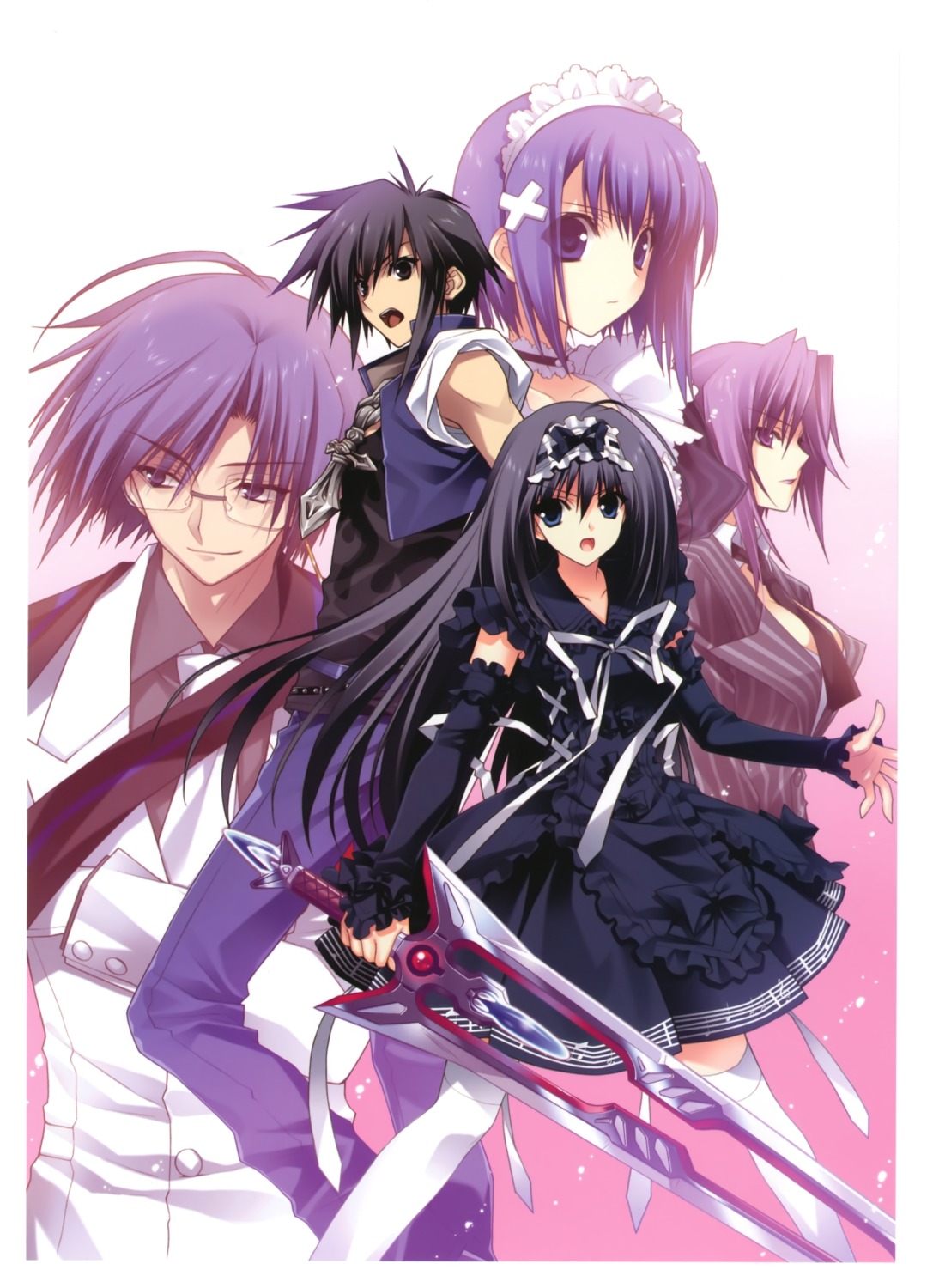 dress, kanzaki_tokiya, kouno_itsuki, nishina_mikoto, phantom_breaker, suzuhira_hiro, sword, tatewaki_ren