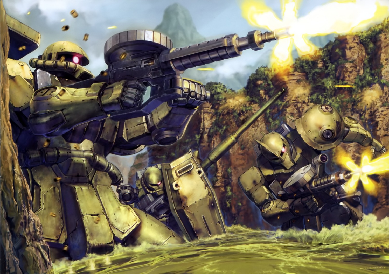 gundam, mecha, ms-06_zaku_ii, the_08th_ms_team