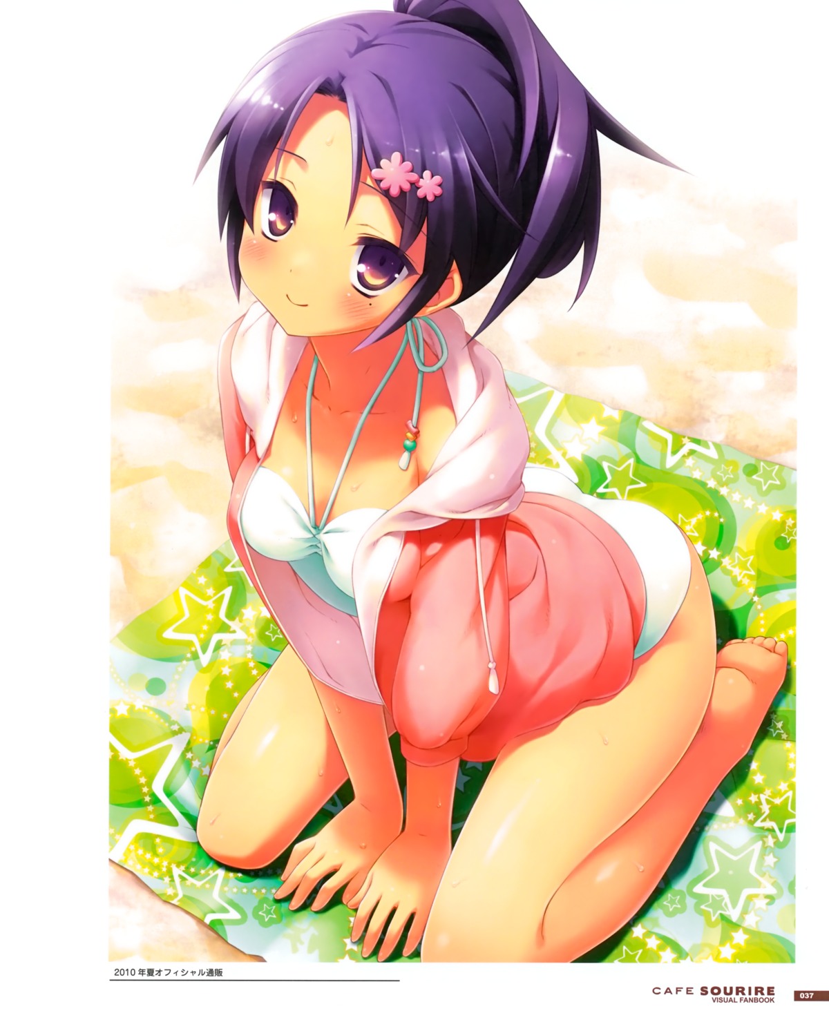 cafe_sourire, cuffs, gayarou, open_shirt, swimsuits, yukishita_miyuri