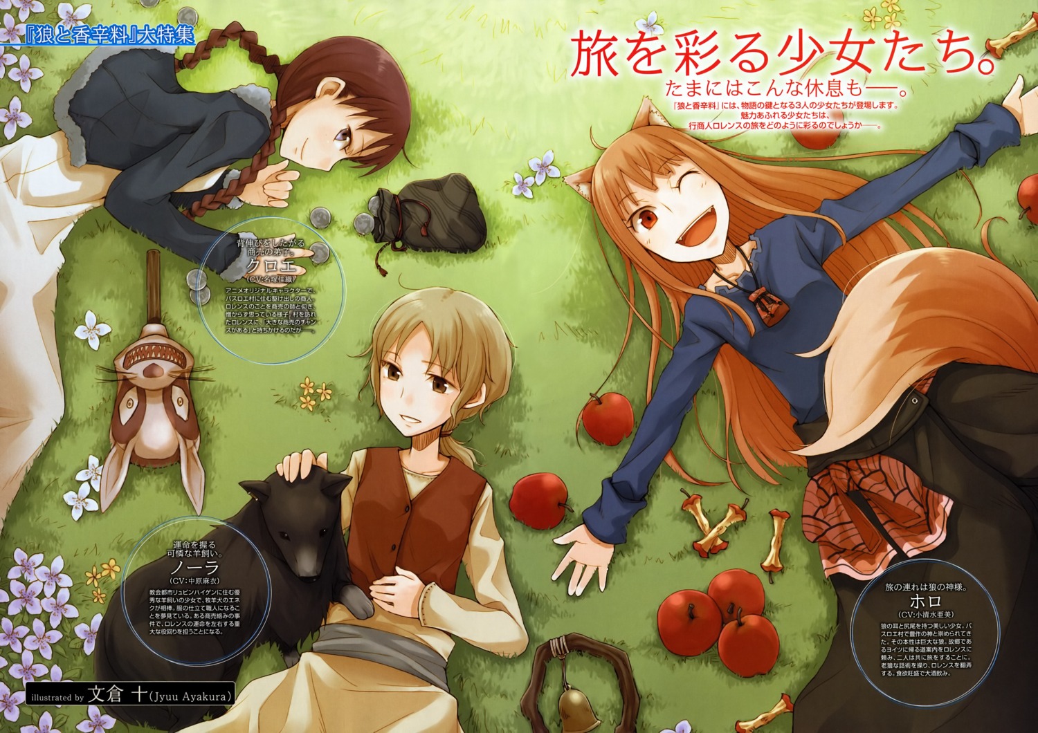 animal_ears, ayakura_juu, chloe, holo, nora_ardent, spice_and_wolf, tail