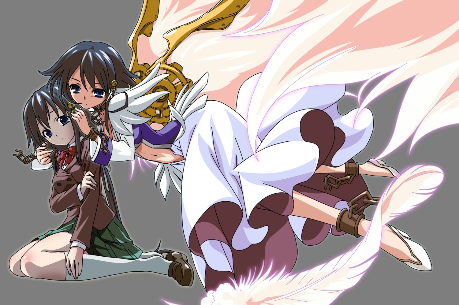 angel, kazane_hiyori, seifuku, sora_no_otoshimono, transparent_png, vector_trace, wings