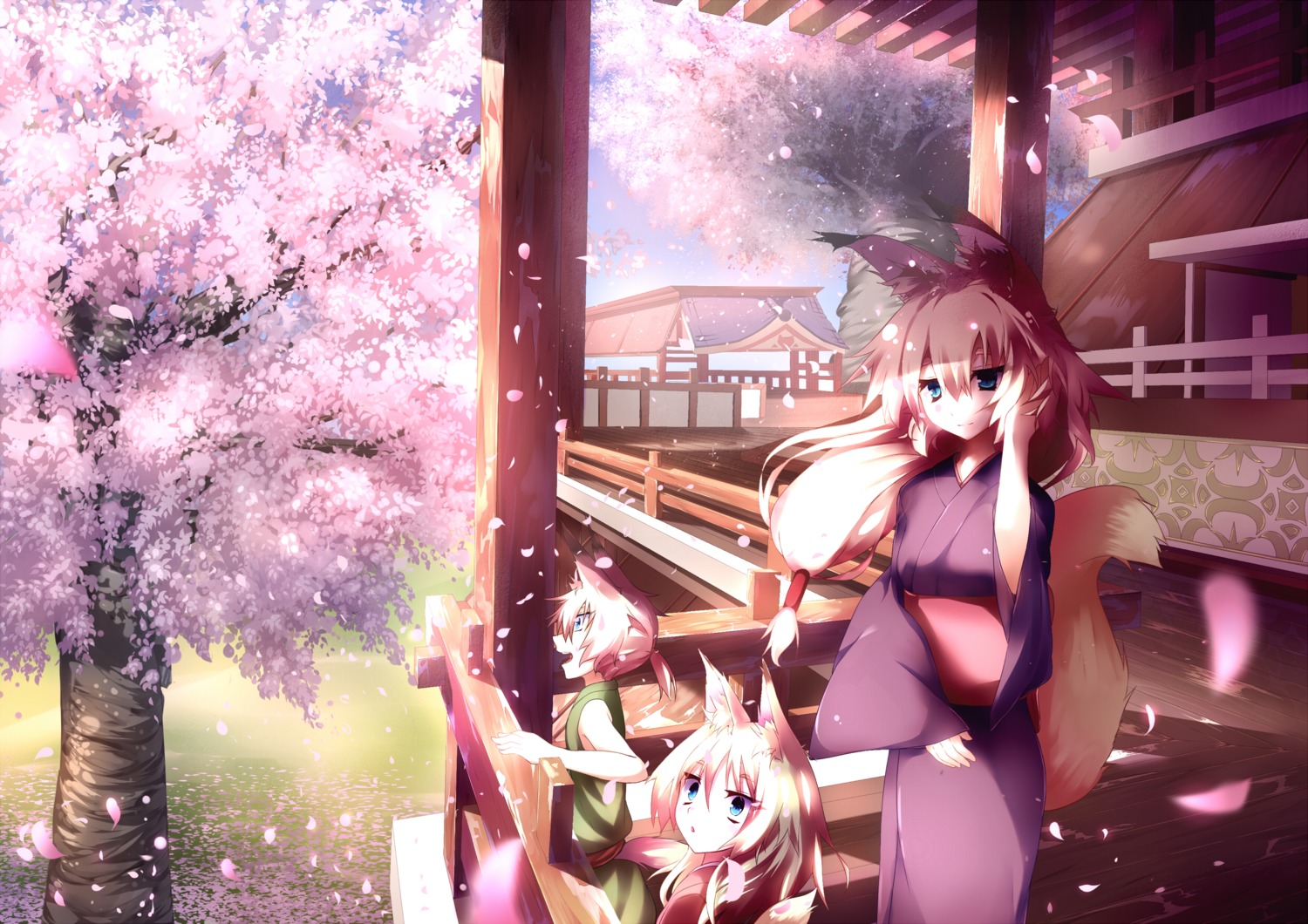 animal_ears, jebura, kimono, kitsune, tail