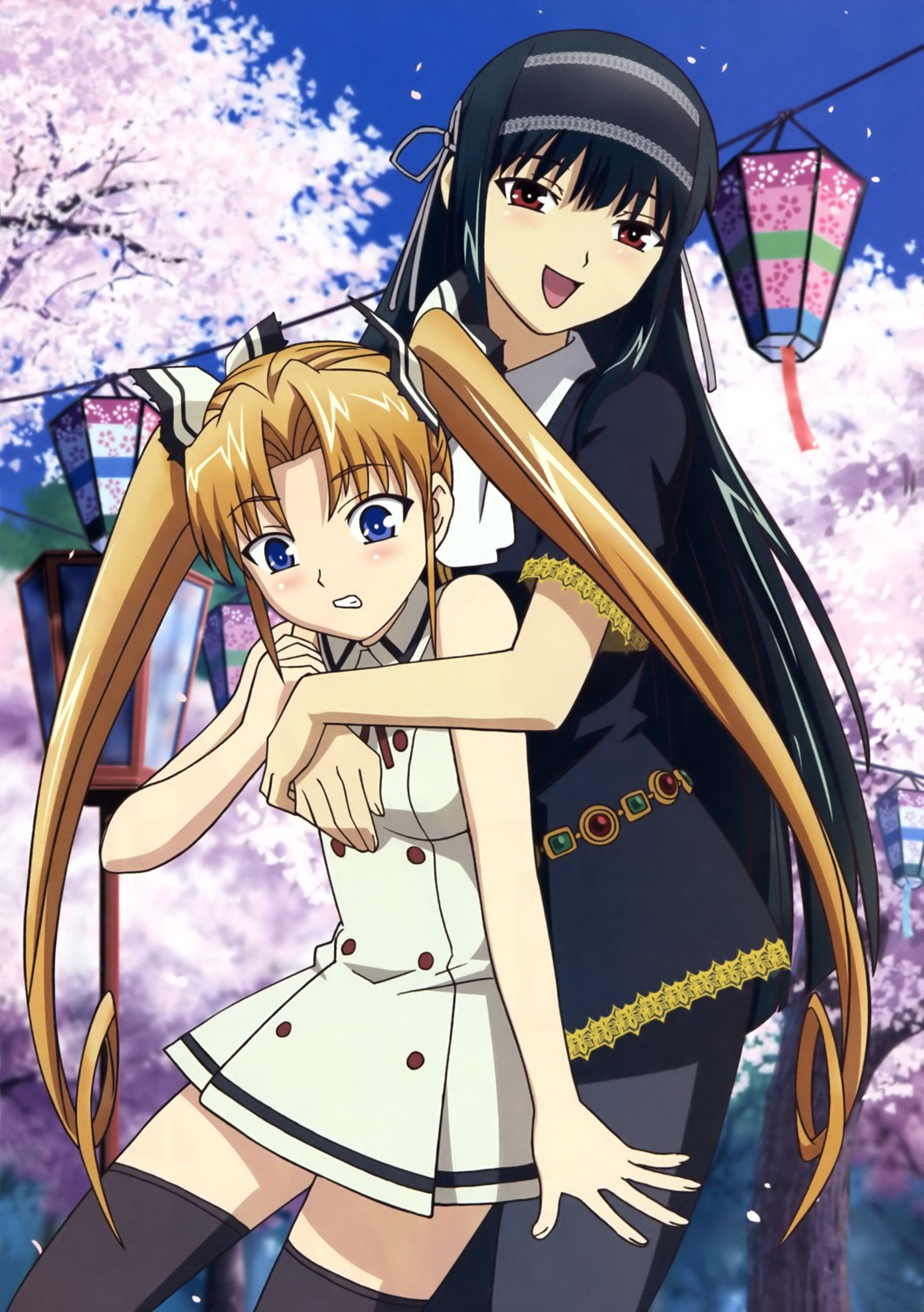 dress, kimi_ga_aruji_de_shitsuji_ga_ore_de, kuonji_miyu, kuonji_shinra, pantyhose, seifuku, thighhighs