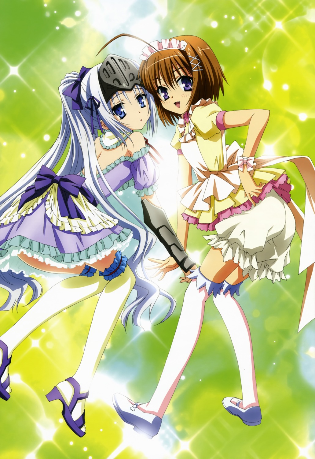 armor, bloomers, dress, eucliwood_hellscythe, haruna_(zombie), kore_wa_zombie_desu_ka, lolita_fashion, maid, tabara_shinobu, thighhighs