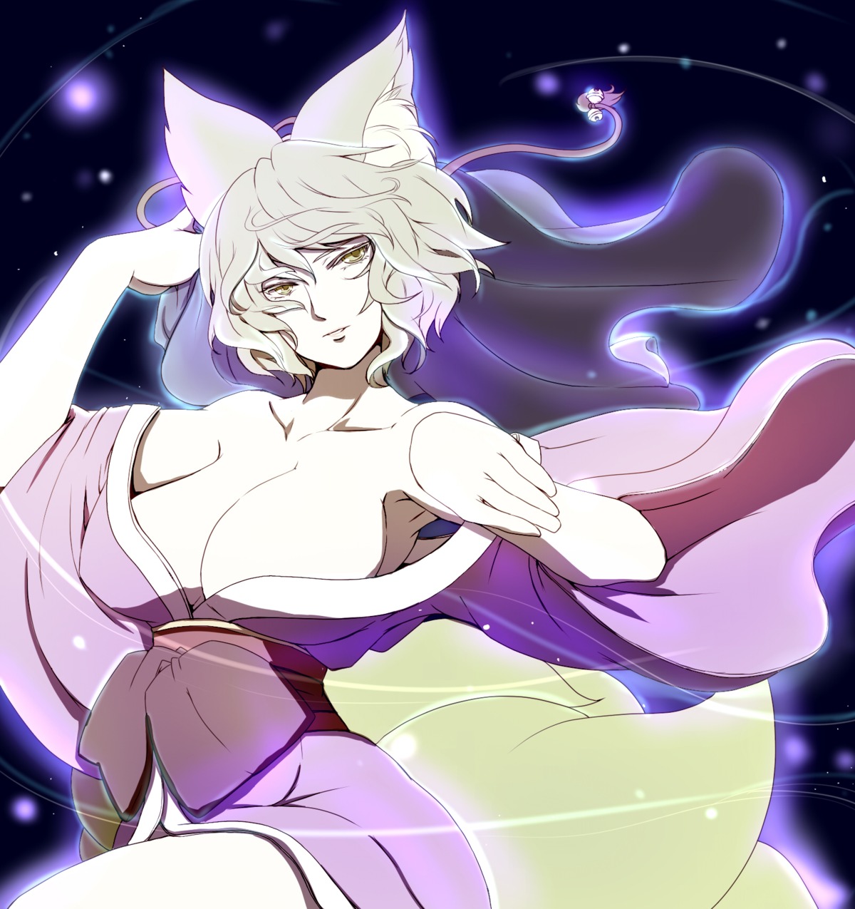 animal_ears, cleavage, dearmybrothers, touhou, yakumo_ran