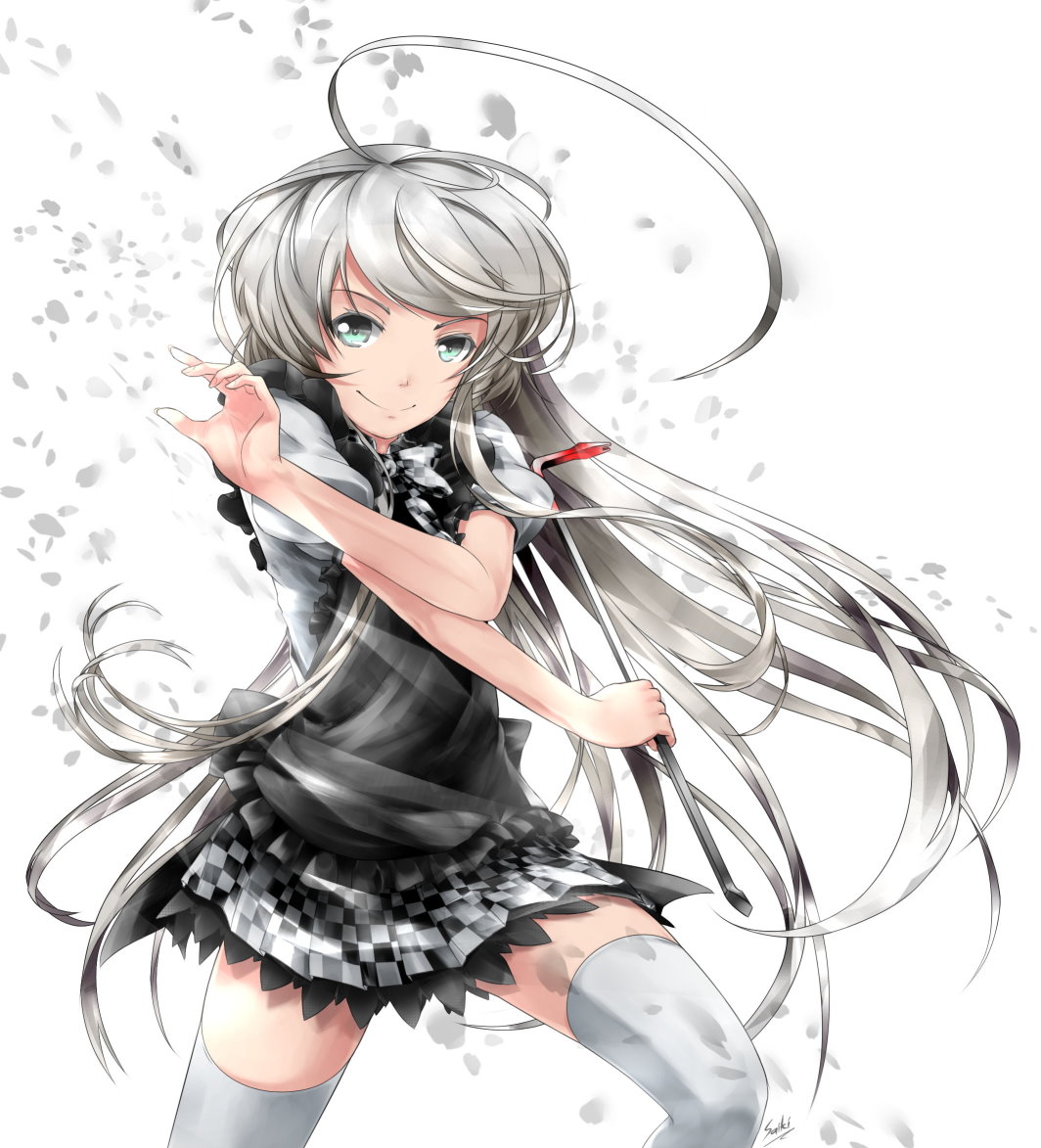 haiyore!_nyaruko-san, jpeg_artifacts, nyaruko, saiki, thighhighs
