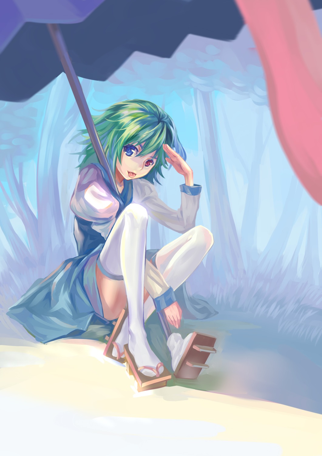 heterochromia, tatara_kogasa, thighhighs, touhou, xiamianliele