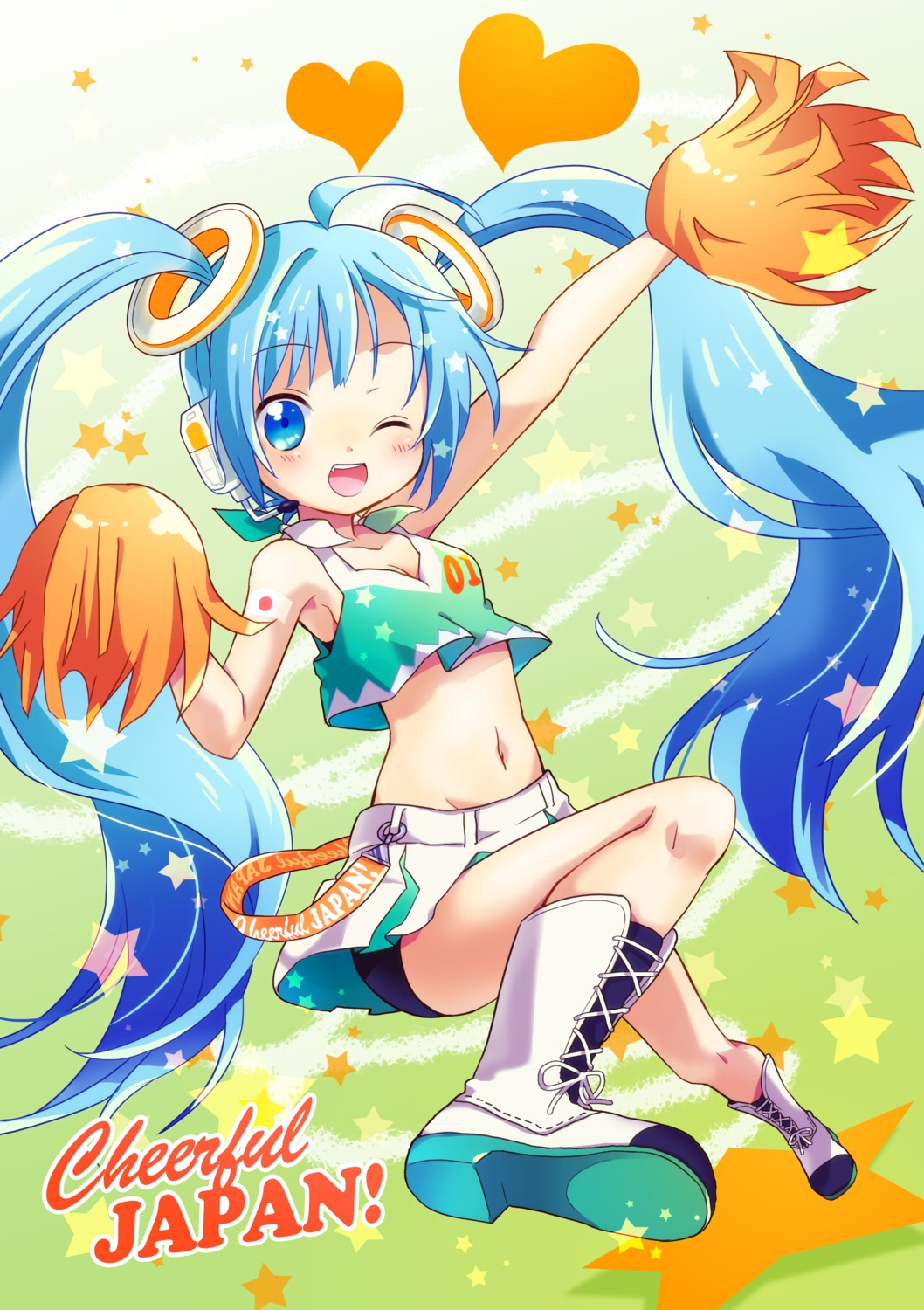 bike_shorts, cheerleader, hatsune_miku, sakuro, vocaloid