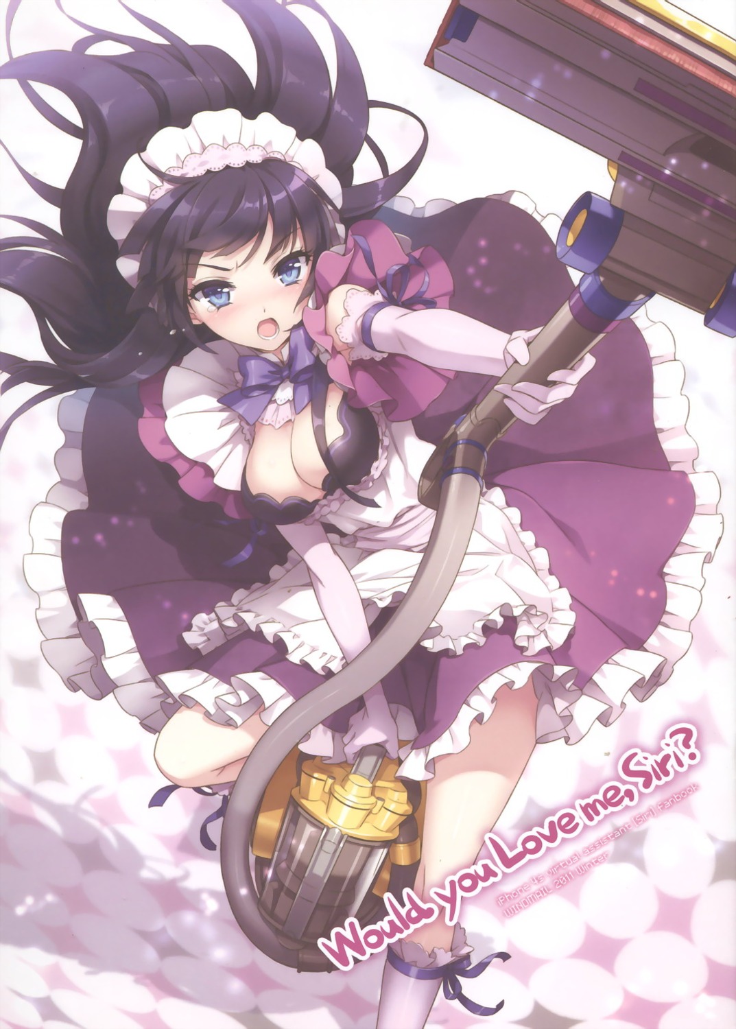 an2a, anthropomorphization, apple, cleavage, jpeg_artifacts, maid, siri, wind_mail