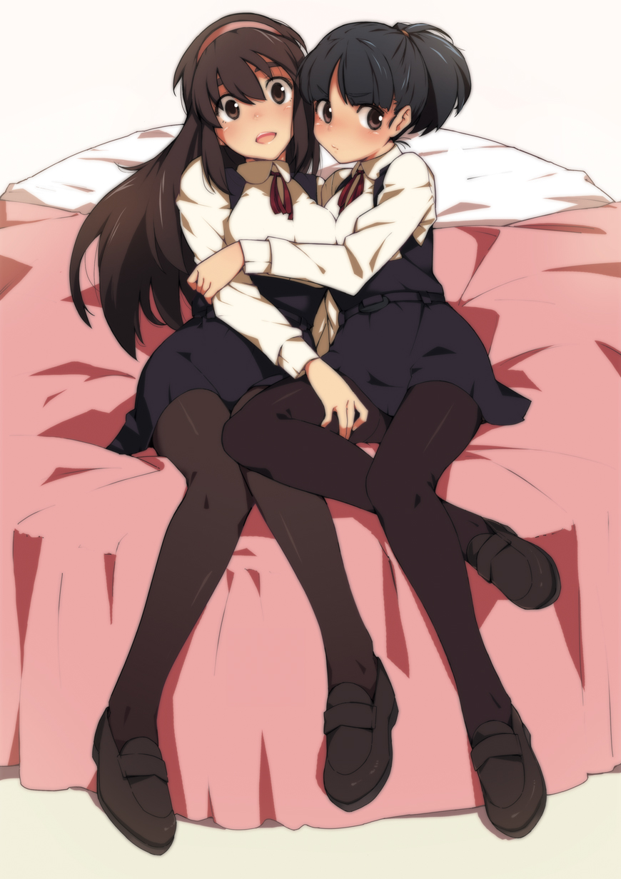 aiba-tsukiko, pantyhose, seifuku, yuri