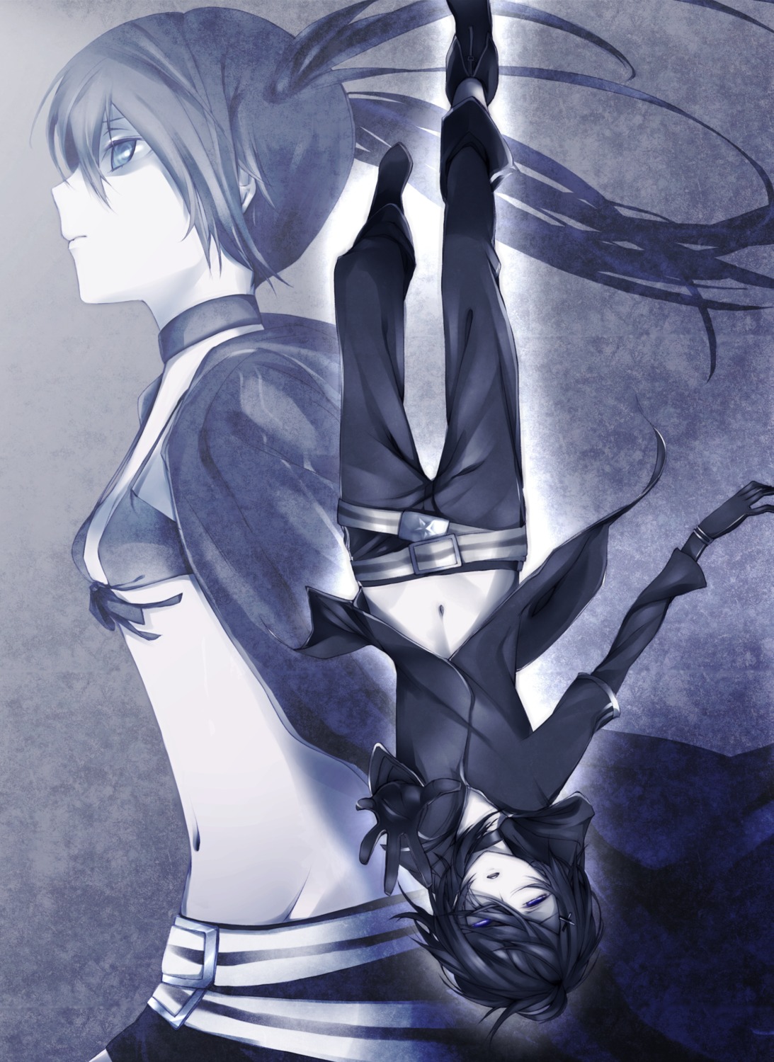 bikini_top, black_rock_shooter, black_rock_shooter_(character), genderswap, swimsuits, takka, vocaloid