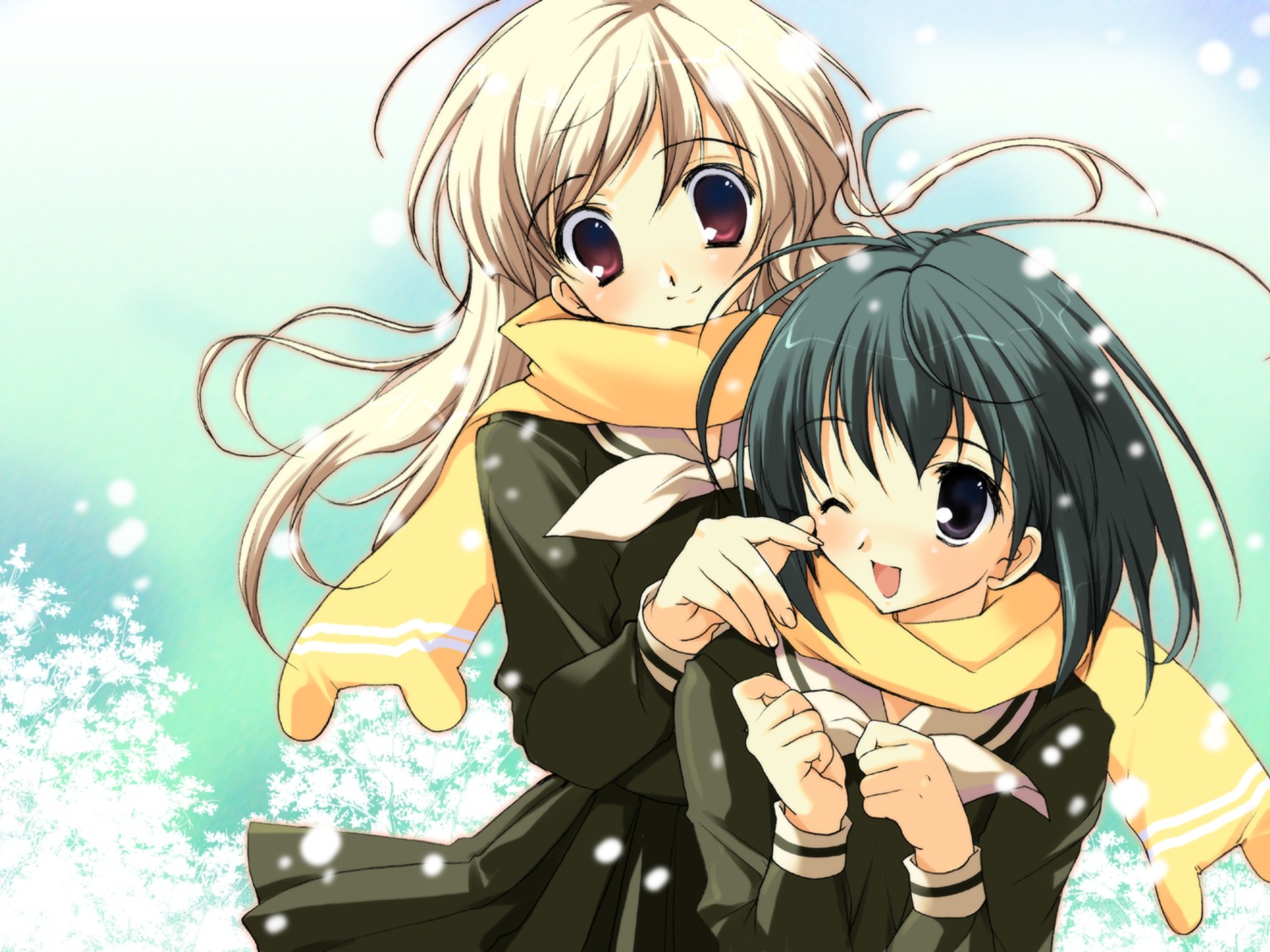 chain-reaction, maria-sama_ga_miteru, mikeou, nijou_noriko, seifuku, toudou_shimako, wallpaper