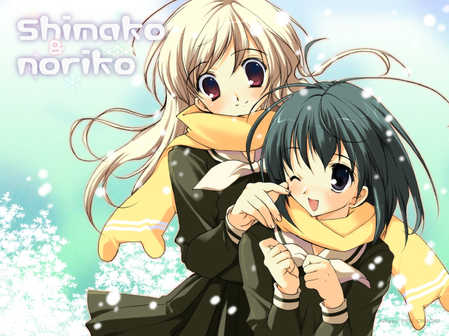 chain-reaction, maria-sama_ga_miteru, mikeou, nijou_noriko, seifuku, toudou_shimako, wallpaper