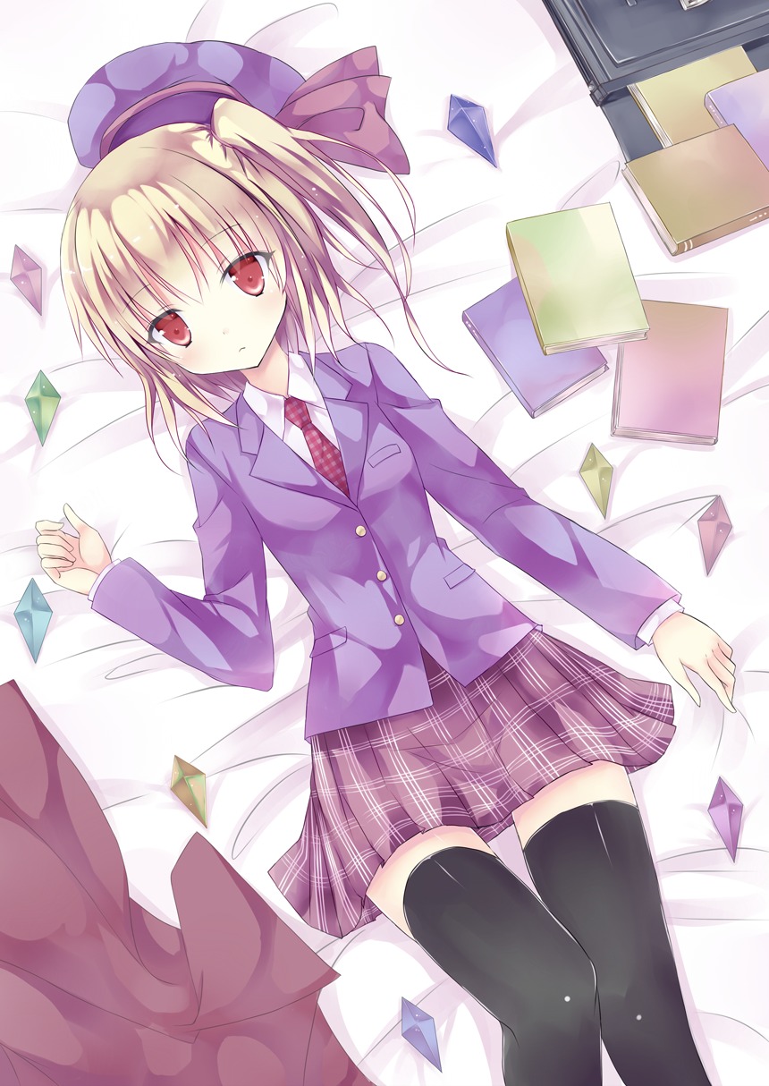 flandre_scarlet, mizumidori, seifuku, thighhighs, touhou