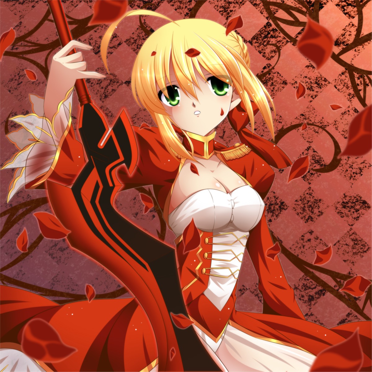 cleavage, dress, fate/extra, fate/stay_night, isa_(ni-iro), nero_claudius_(fate), sword