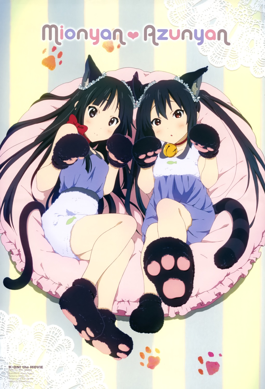 akiyama_mio, animal_ears, k-on!, nakano_azusa, nekomimi, sagawa_haruka, tail