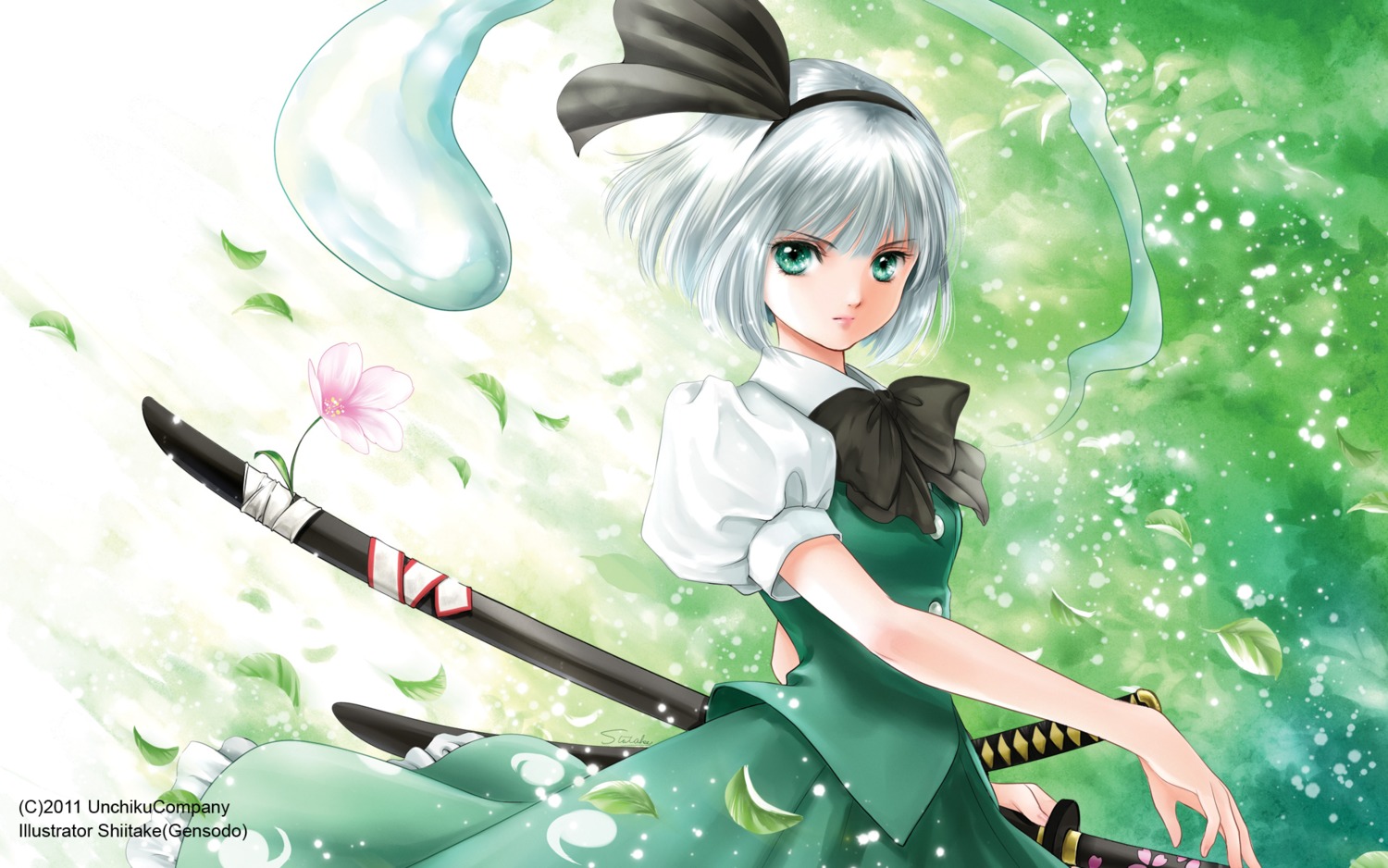 konpaku_youmu, myon, shiitake, sword, touhou, wallpaper