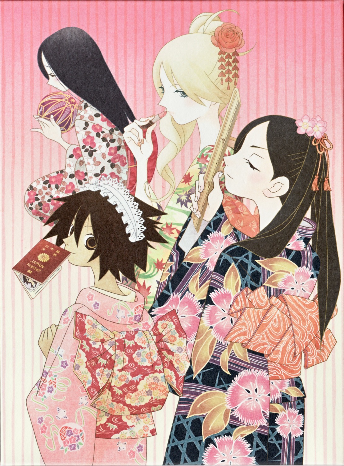 kimono, kimura_kaere, kitsu_chiri, komori_kiri, kumeta_kouji, sayonara_zetsubou_sensei, sekiutsu_maria_taro