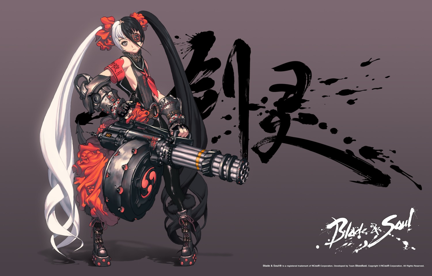 blade_&_soul, bodysuit, eyepatch, gun, kim_hyung-tae, pohwaran