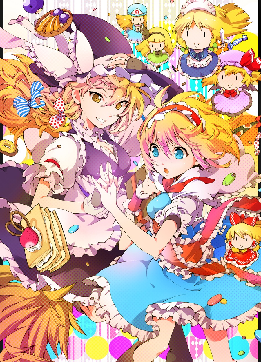 alice_margatroid, chibi, hakurei_reimu, ichizen_(o_tori), izayoi_sakuya, kirisame_marisa, konpaku_youmu, remilia_scarlet