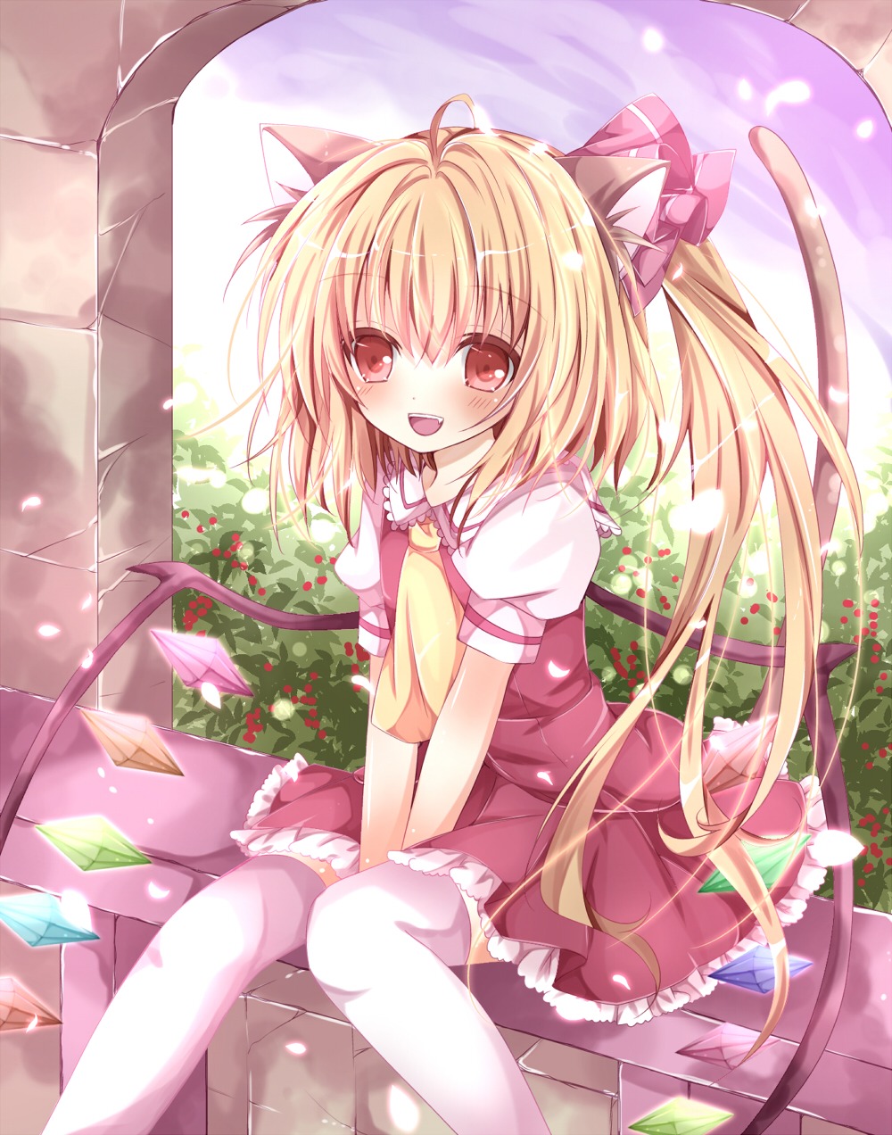 animal_ears, flandre_scarlet, nanase_nao, nekomimi, tail, thighhighs, touhou, wings