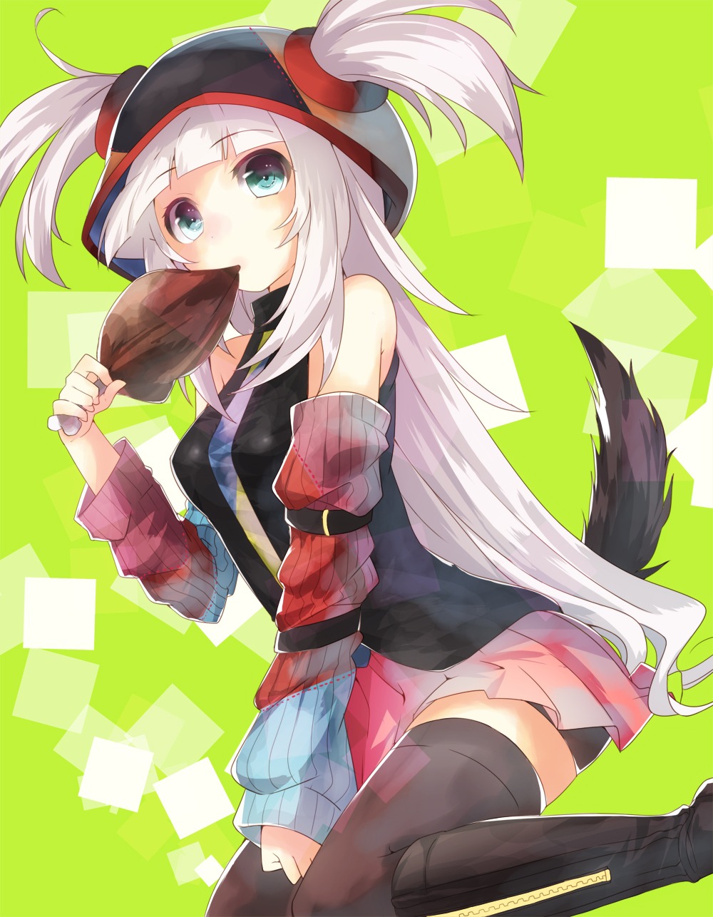 la-na, mishima_kurone, tail, thighhighs