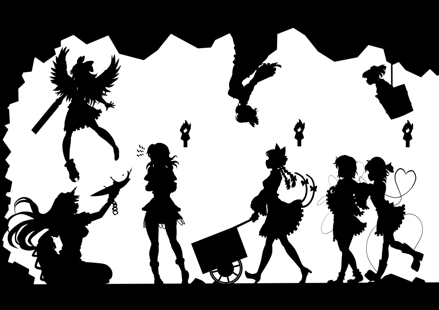 hoshiguma_yuugi, kaenbyou_rin, kisume, kitazinger, komeiji_koishi, komeiji_satori, kurodani_yamame, mizuhashi_parsee