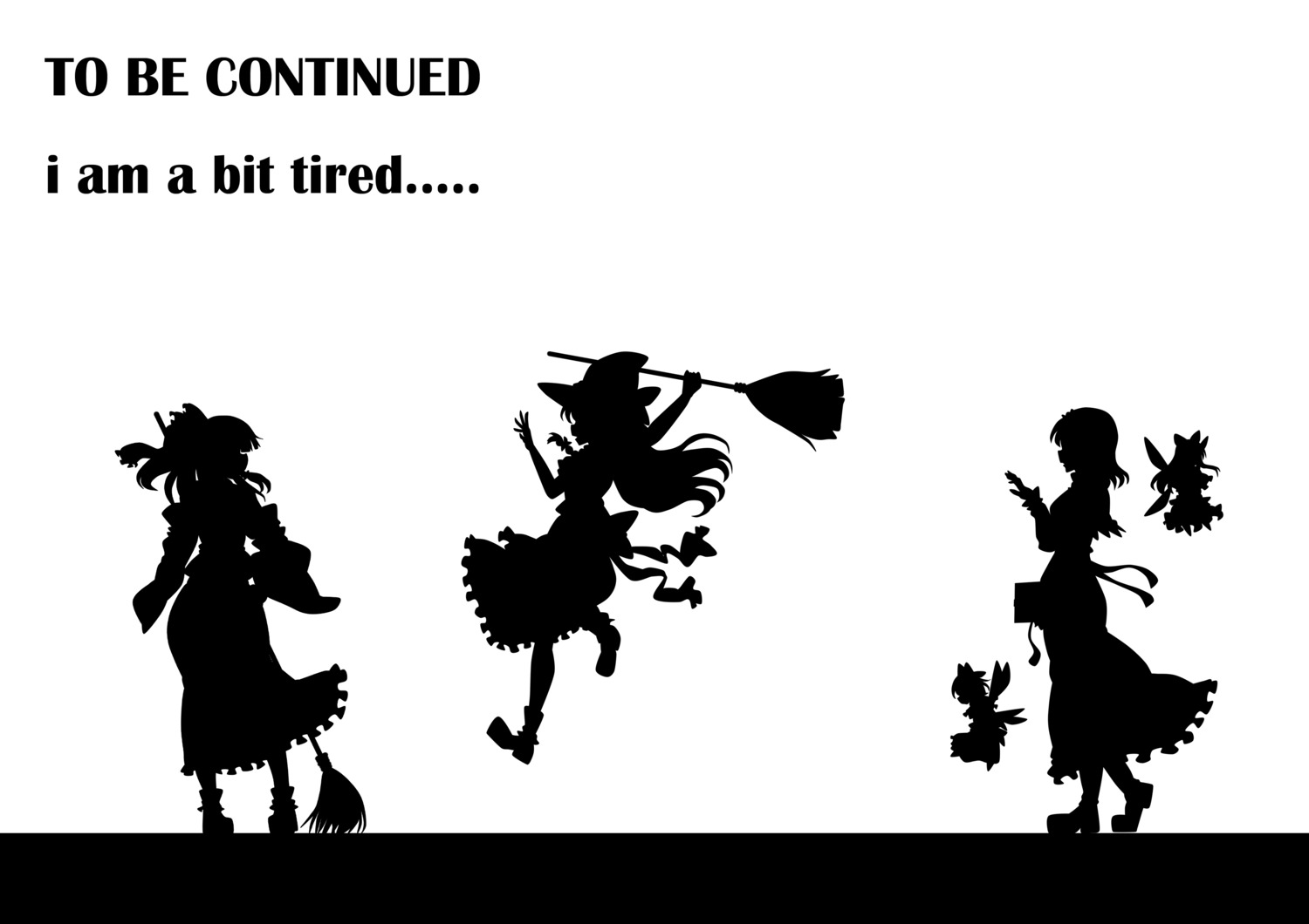 alice_margatroid, hakurei_reimu, kirisame_marisa, kitazinger, monochrome, silhouette, touhou