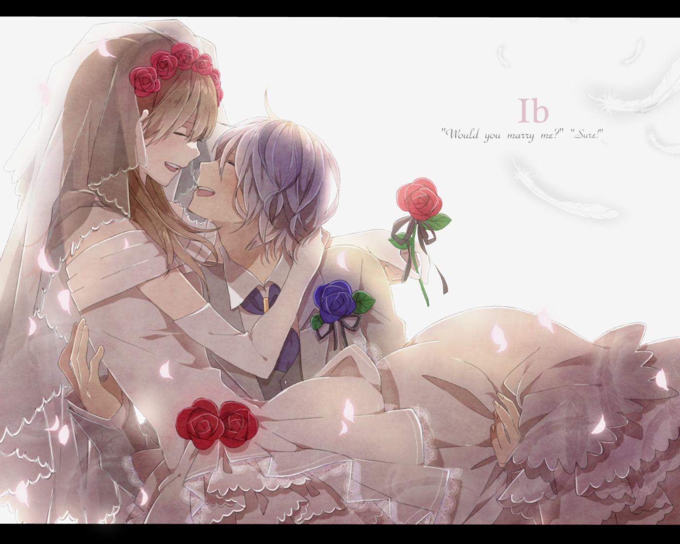dress, eve_(ib), garry_(ib), ib, kurohal, wedding_dress
