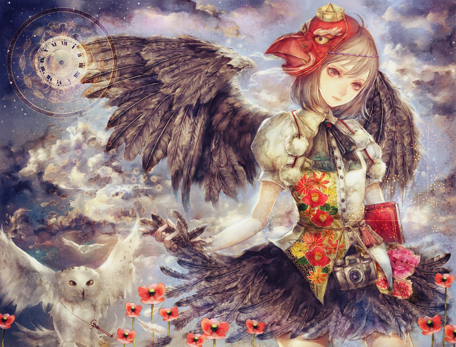 shameimaru_aya, touhou, wings, yogisya
