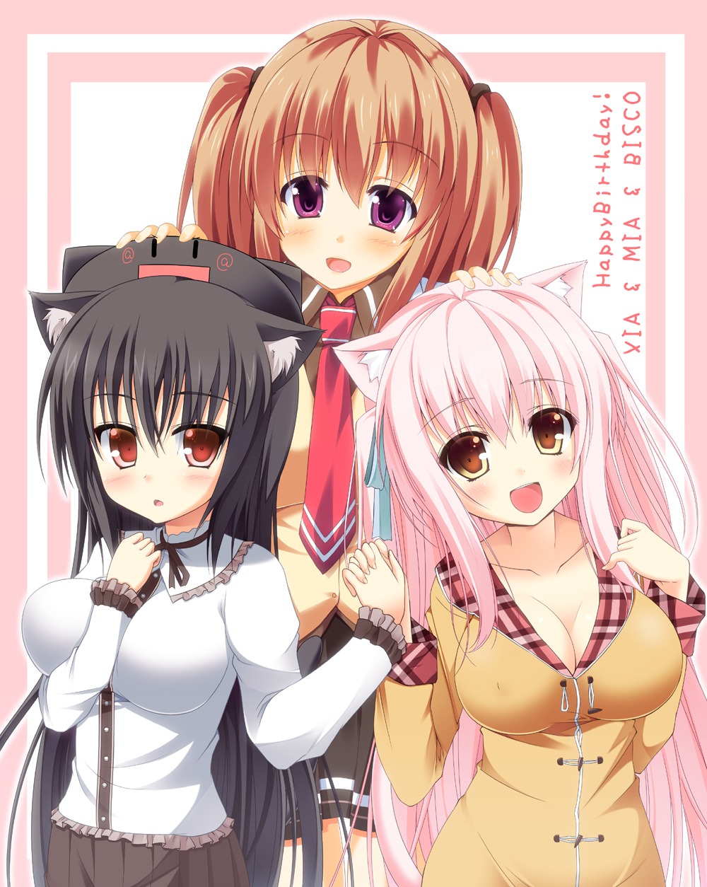 animal_ears, cassini_m_bisuko, cleavage, mia_flatpaddy, nekomimi, shia_flatpaddy, shirasu_youichi, tail
