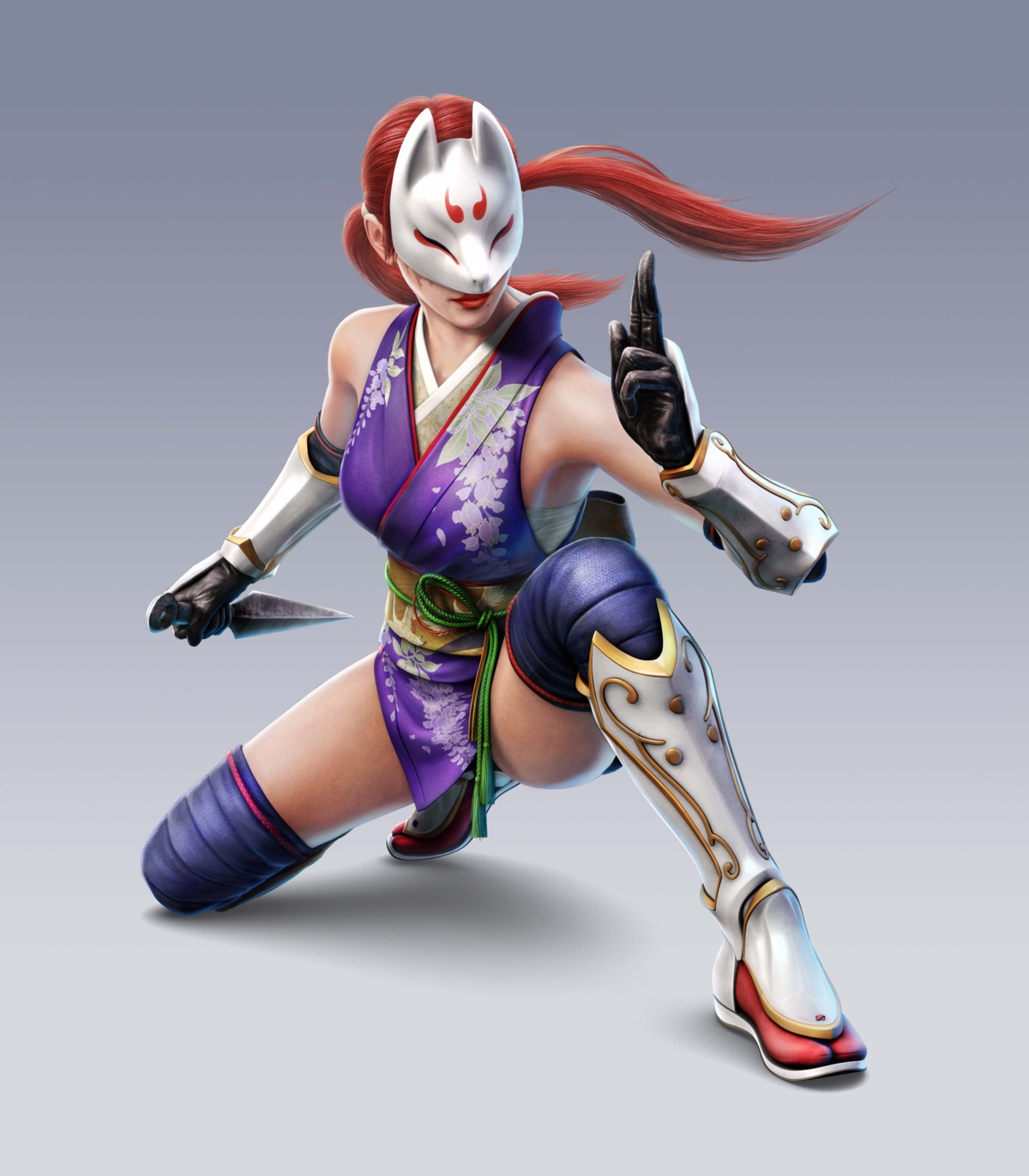 cg, japanese_clothes, kunimitsu_(tekken), ninja, tekken, tekken_tag_tournament_2, thighhighs