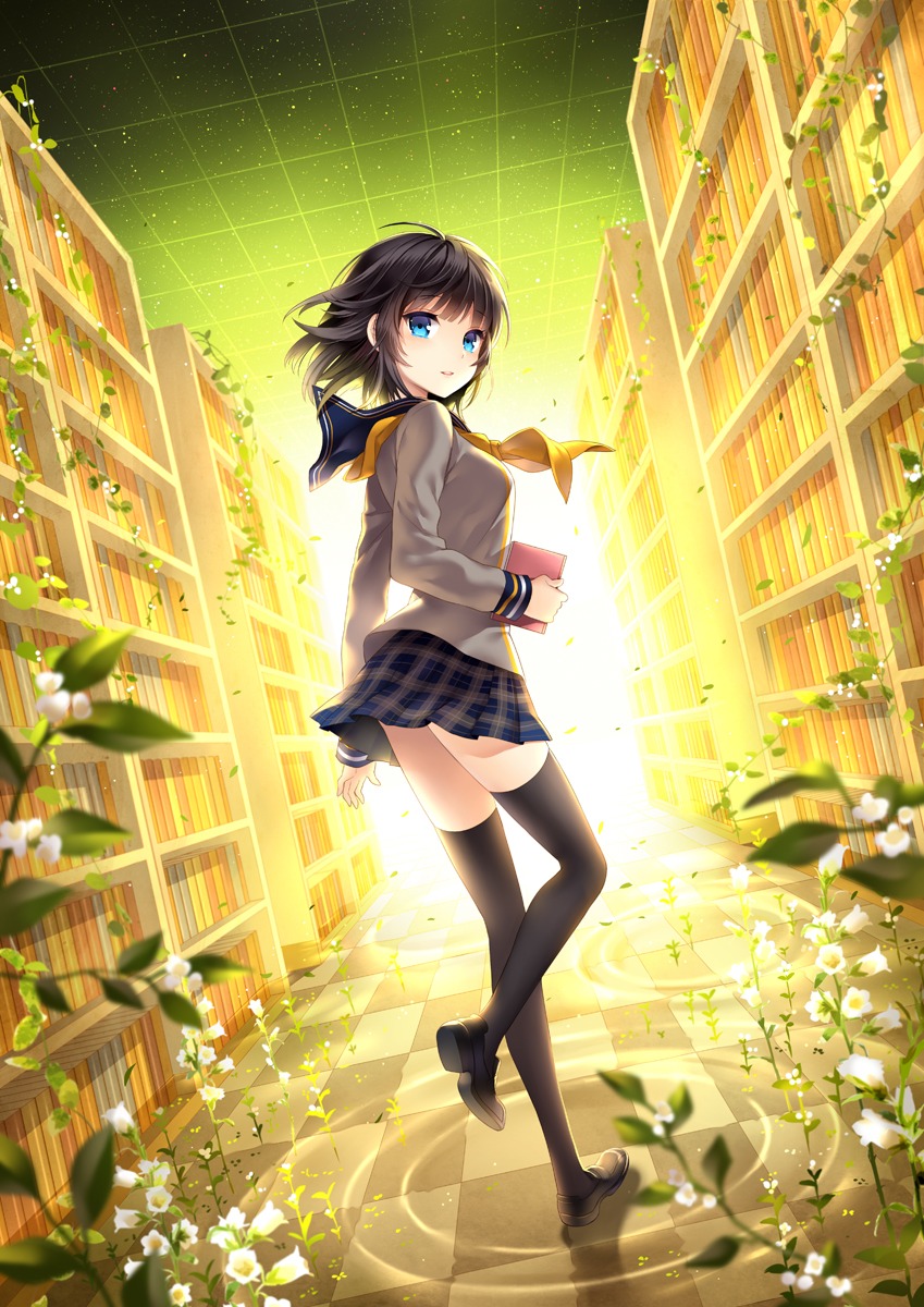 nardack, seifuku, shinonome_yuuko, shinonome_yuuko_wa_tanpen_shousetsu_wo_aishite_iru, thighhighs