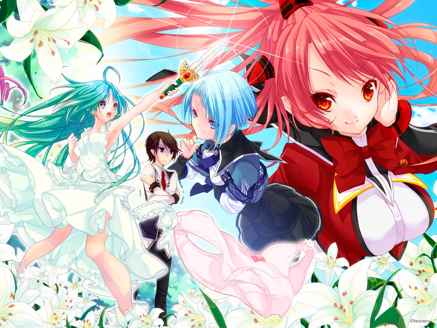 dress, sword, tsucaco, wallpaper