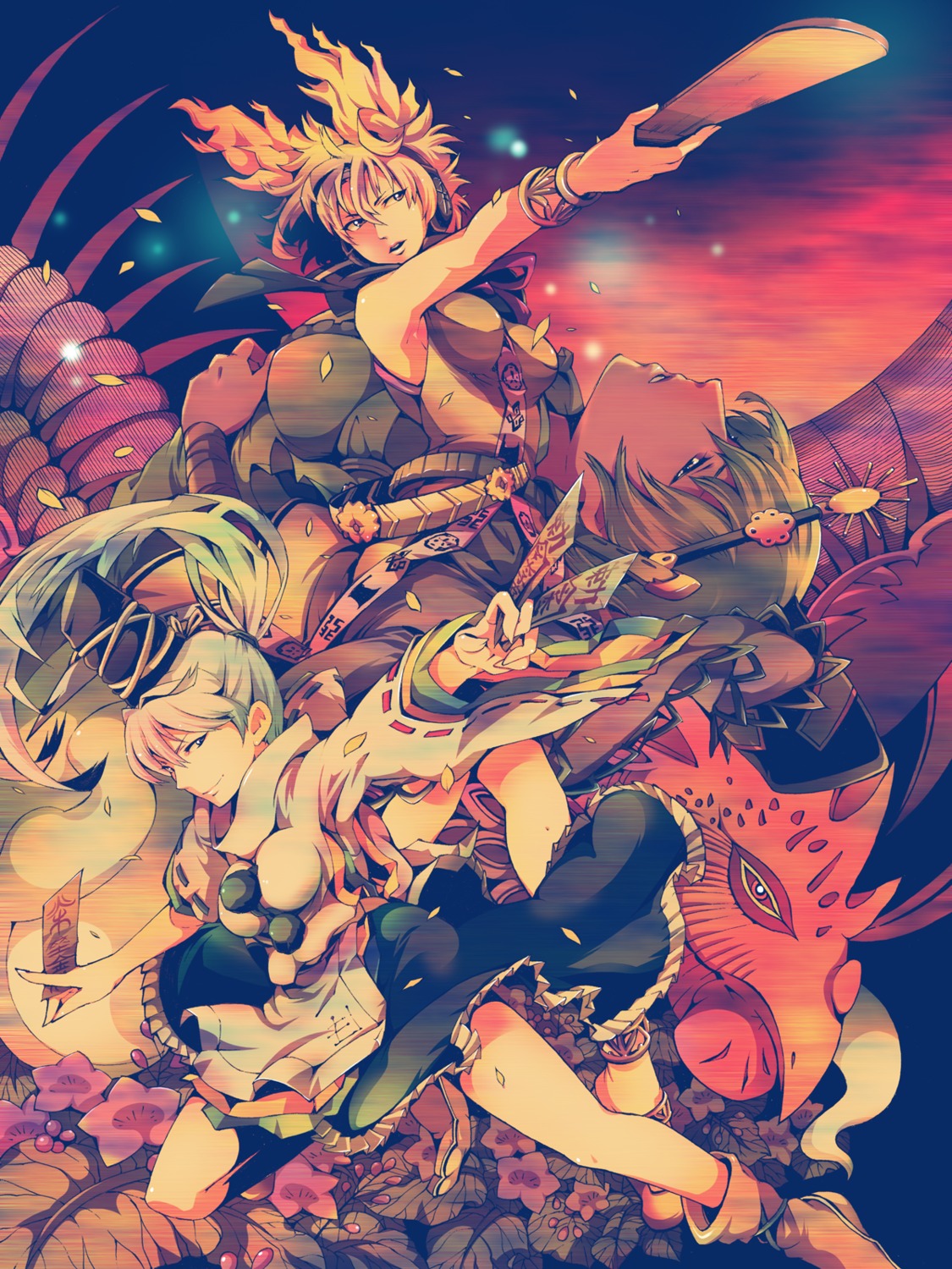 ichizen_(o_tori), mononobe_no_futo, sepia, soga_no_tojiko, touhou, toyosatomimi_no_miko