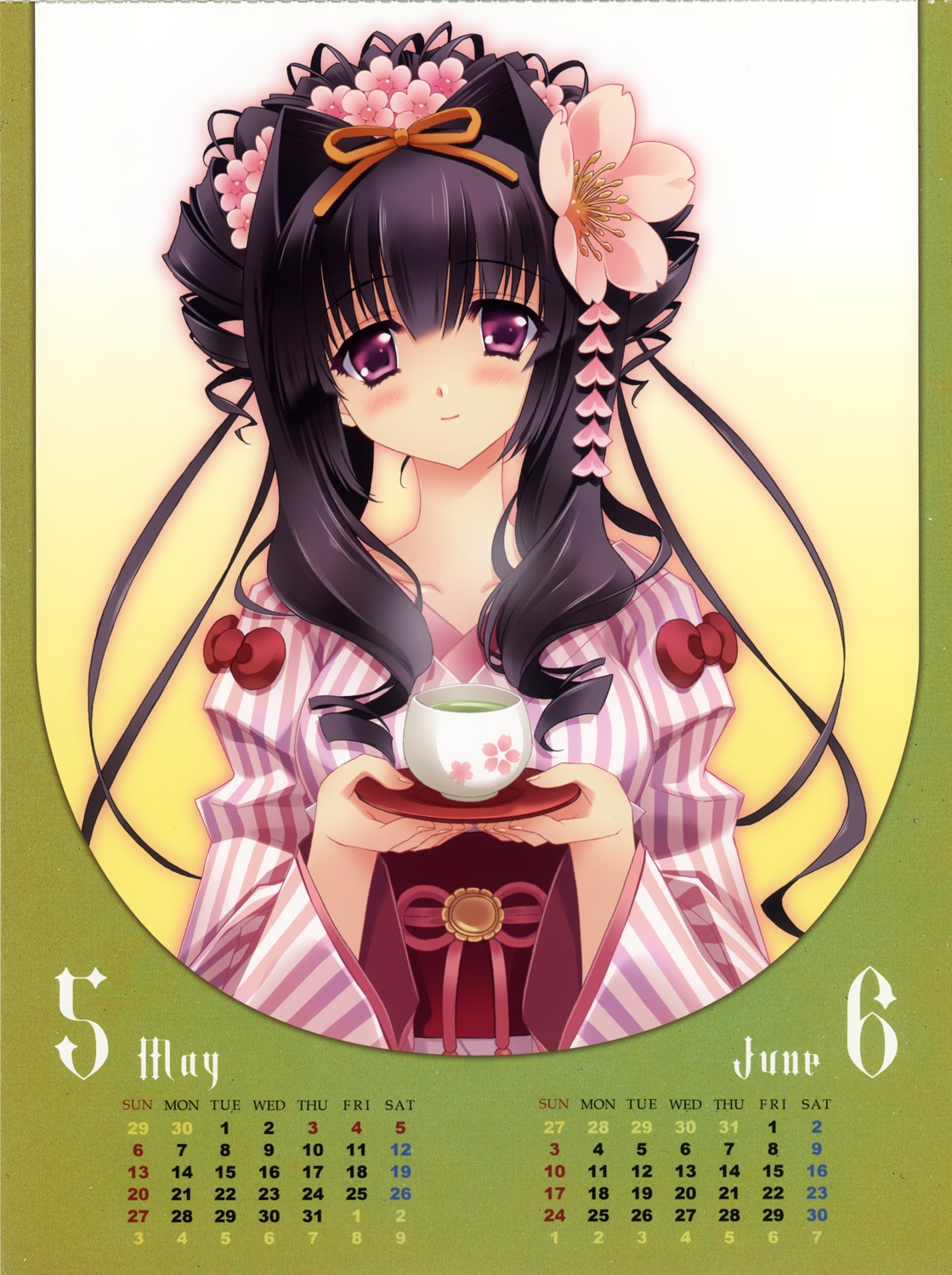 calendar, carnelian, hello_kitty, kimono, miyabi_sakuya