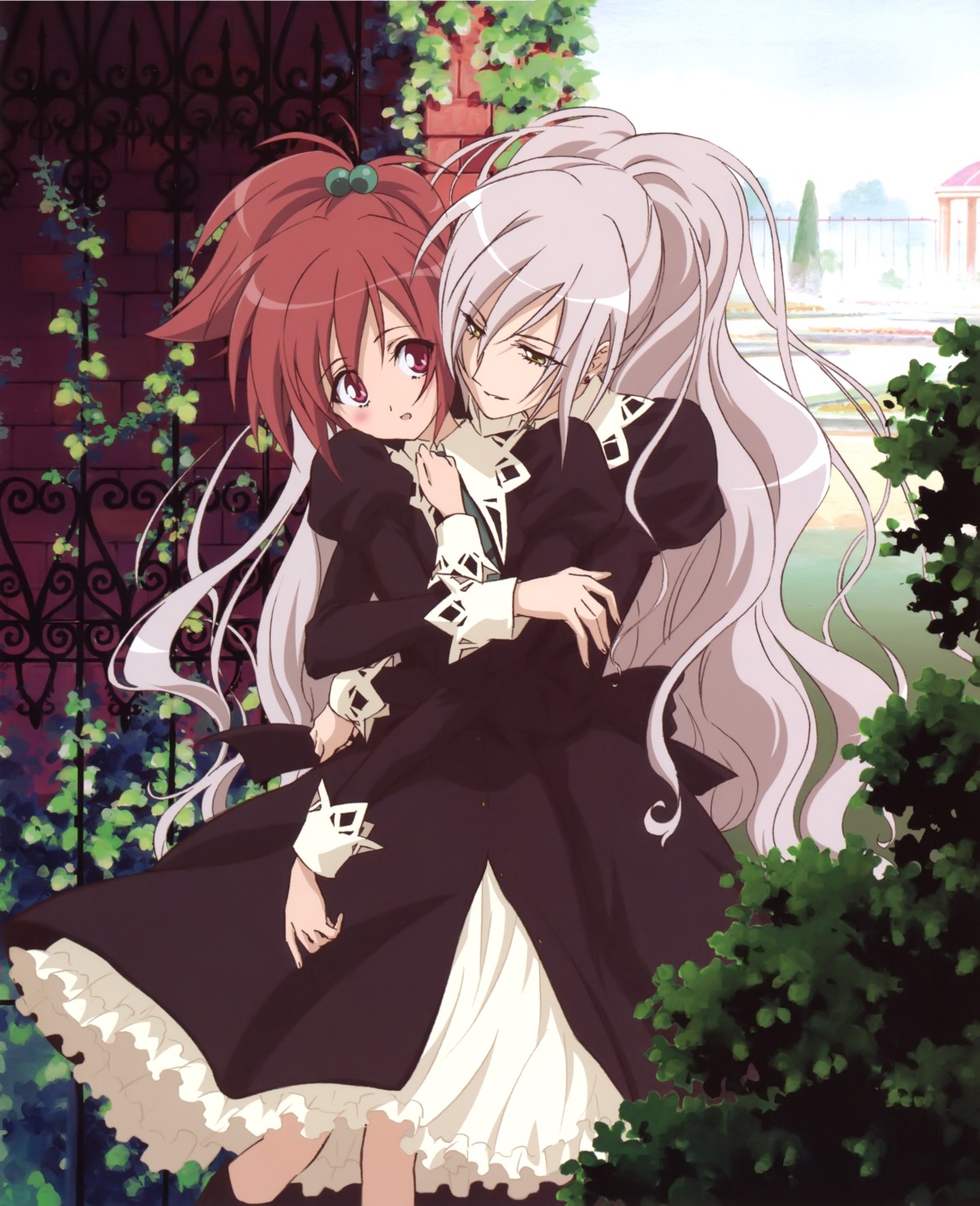 aoi_nagisa, hanazono_shizuma, sakai_kyuuta, seifuku, strawberry_panic, yuri