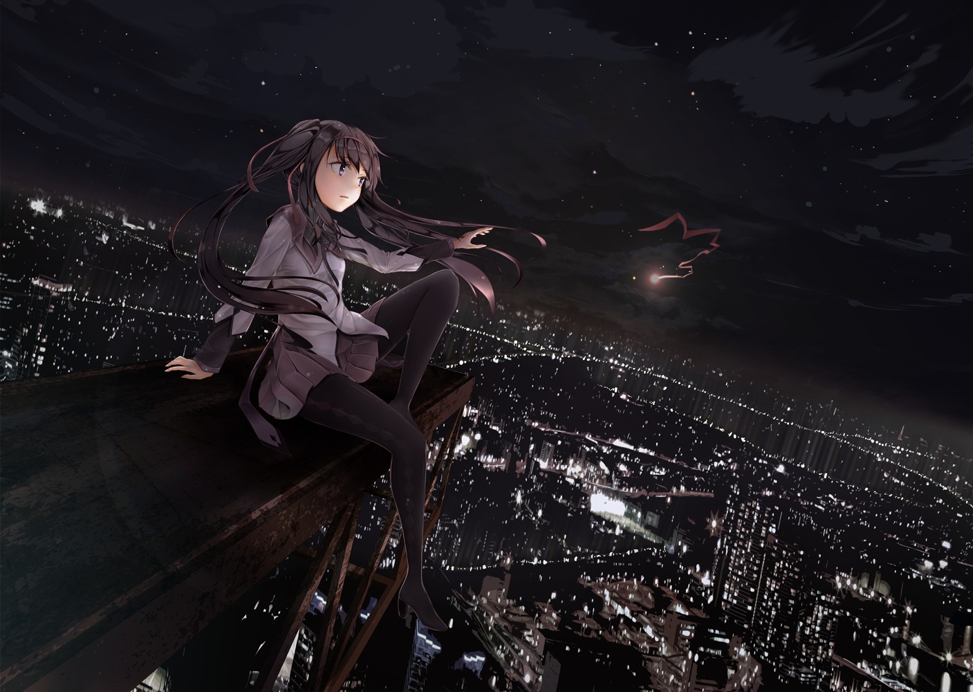 ahirun, akemi_homura, mahou_shoujo_madoka_magica, pantyhose, seifuku