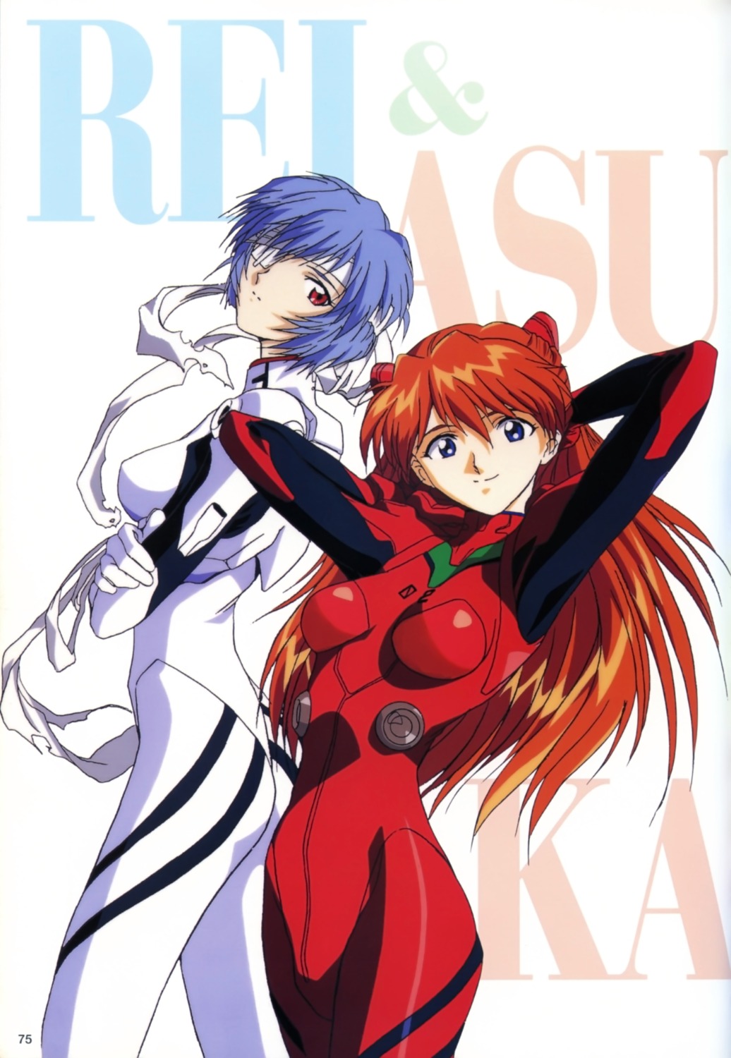 ayanami_rei, bodysuit, eyepatch, neon_genesis_evangelion, souryuu_asuka_langley, yokota_mamoru