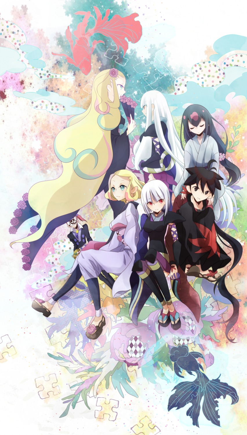 hitei_hime, katanagatari, oluha, souda_emonzaemon, togame, yasuri_nanami, yasuri_shichika