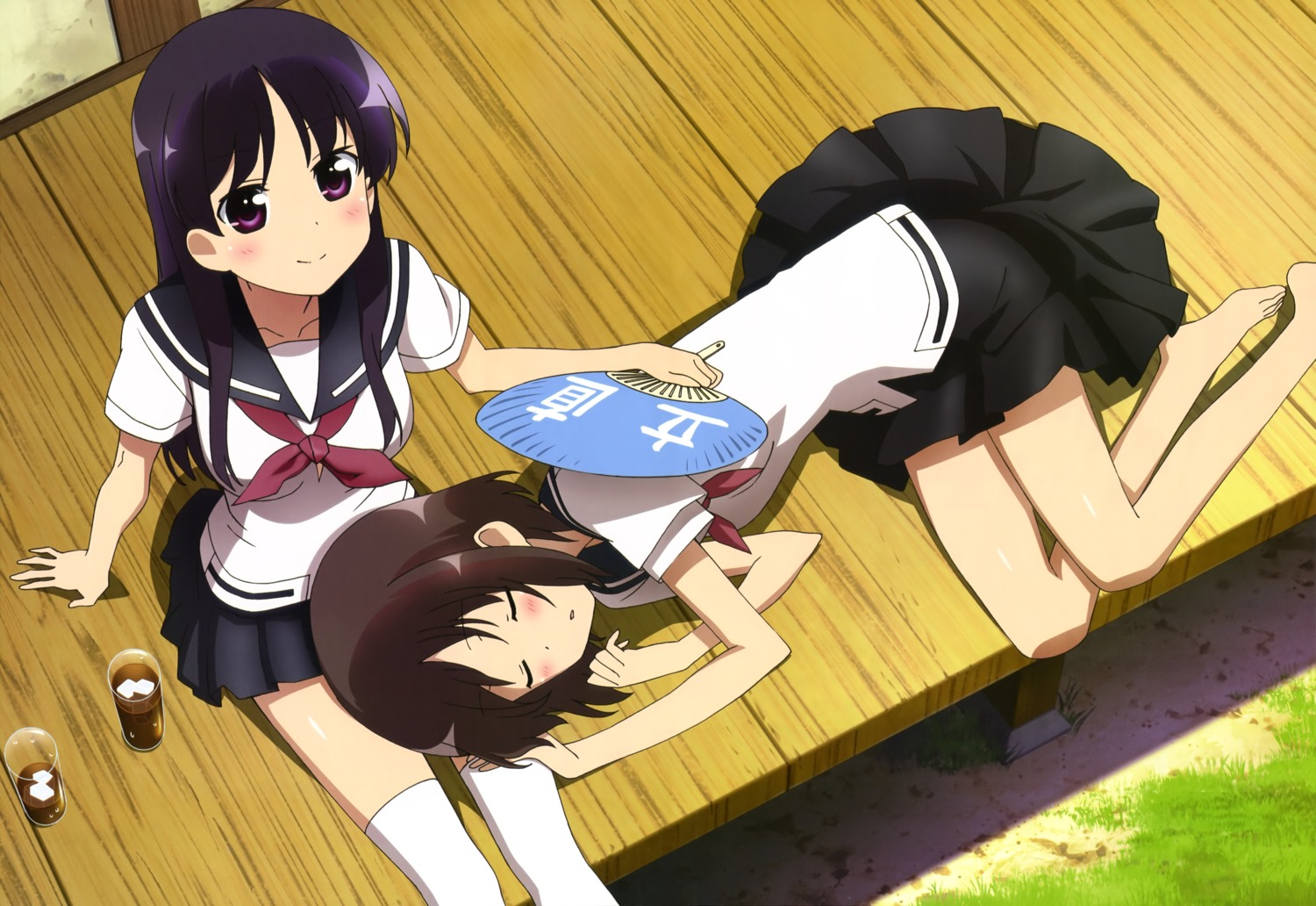 onjouji_toki, sakai_takahiro, saki, saki_achiga-hen, seifuku, shimizudani_ryuuka, thighhighs