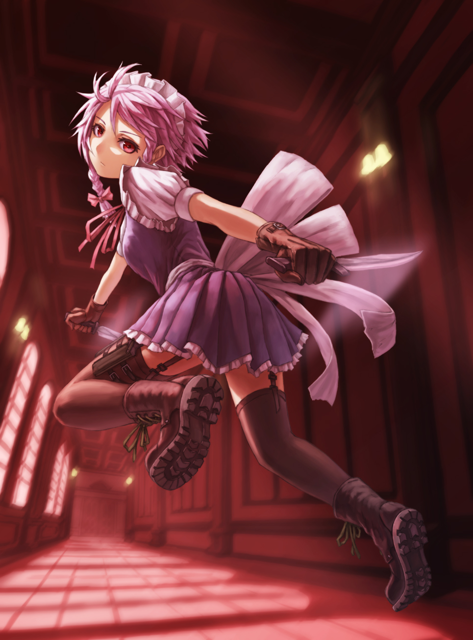 izayoi_sakuya, kurione, stockings, thighhighs, touhou